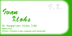 ivan klohs business card